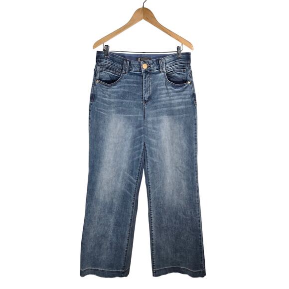 Democracy Ab Tech Wide Leg Jeans Denim 12 High Rise Trendy Elastics Stretch - Picture 1 of 7